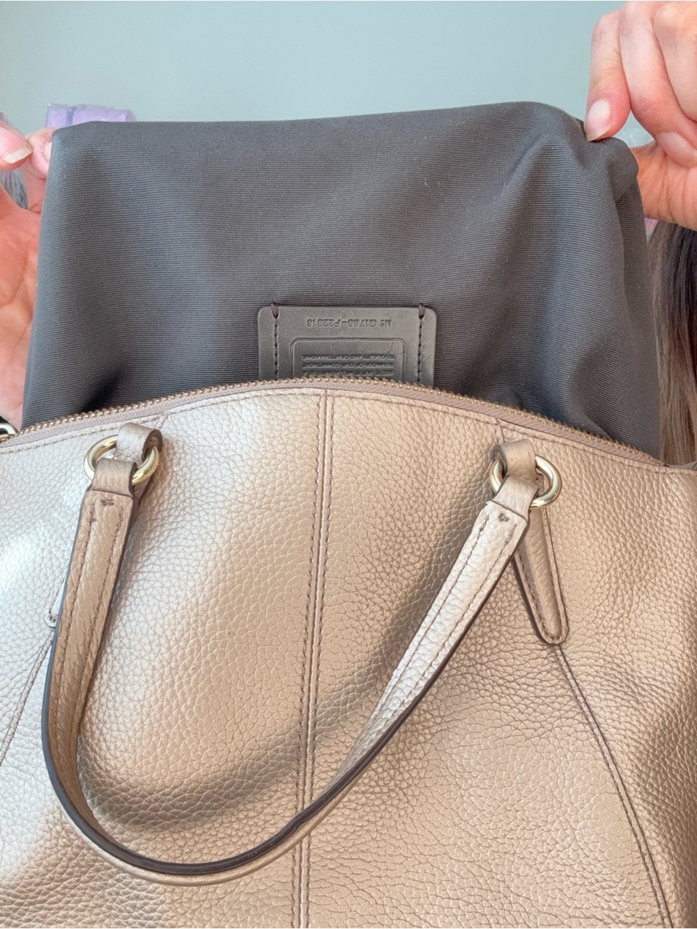 Coach Mini Kelsey Metallic leather EUC - Picture 15 of 17
